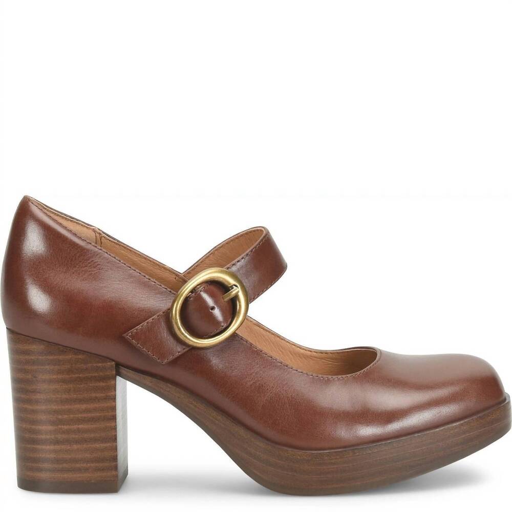 NEW SOFFT women's kathleen mary janes pumps in cognac
